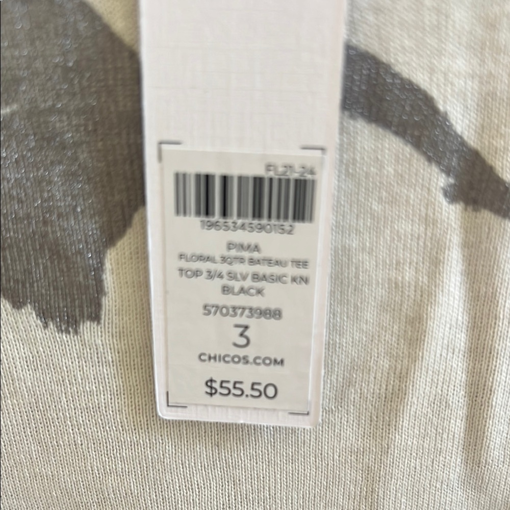 Chico’s Floral Black and White Women's Top Size 3 New With Tag - Picture 4 of 9